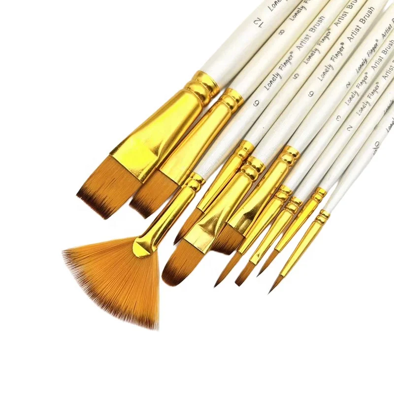 10pcs Nylon Art Paint Brushes Set Different Soft Tips Paintbrushes For Acrylic Oil Watercolor Paint DIY Kid Student
