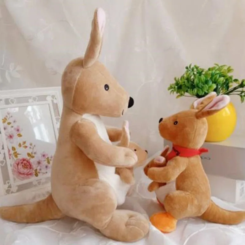 Cute Creative Mother and Child Kangaroo Plush Doll Toys Soft Animals Stuffed Plush Doll