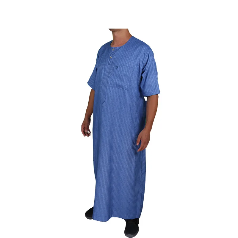 Malaysia Islamic Short Sleeve Morocco Style Man Clothing Cotton Made Jubba Size 52-58