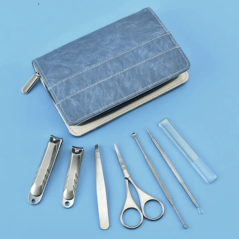 7PCS Brand Hot Selling Silver Gift Items Nail Clipper File Eyebrow Scissors Cutter Cuticle Nail File Manicure Pedicure Set