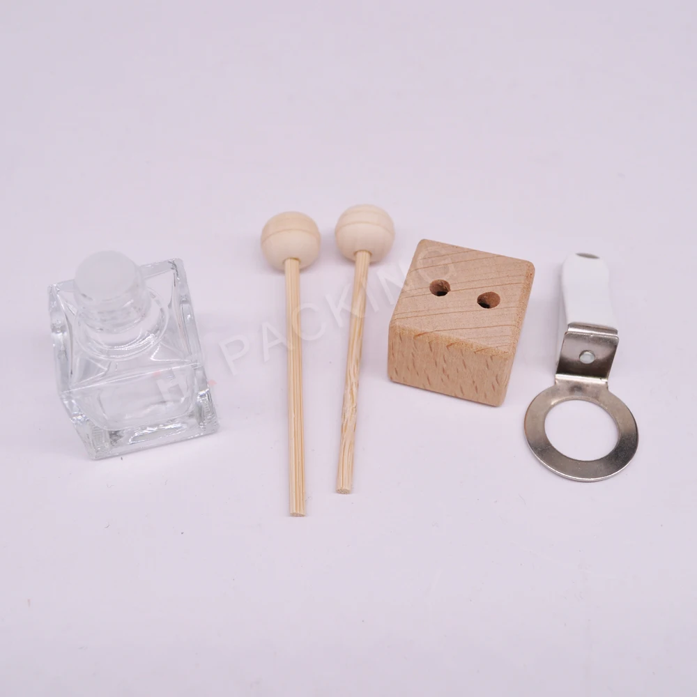 8ml Car Air Freshener Fragrance Bottle With Wooden Lid Diffuser Clear Car Perfume Glass Bottle Aroma Diffuser Bottle