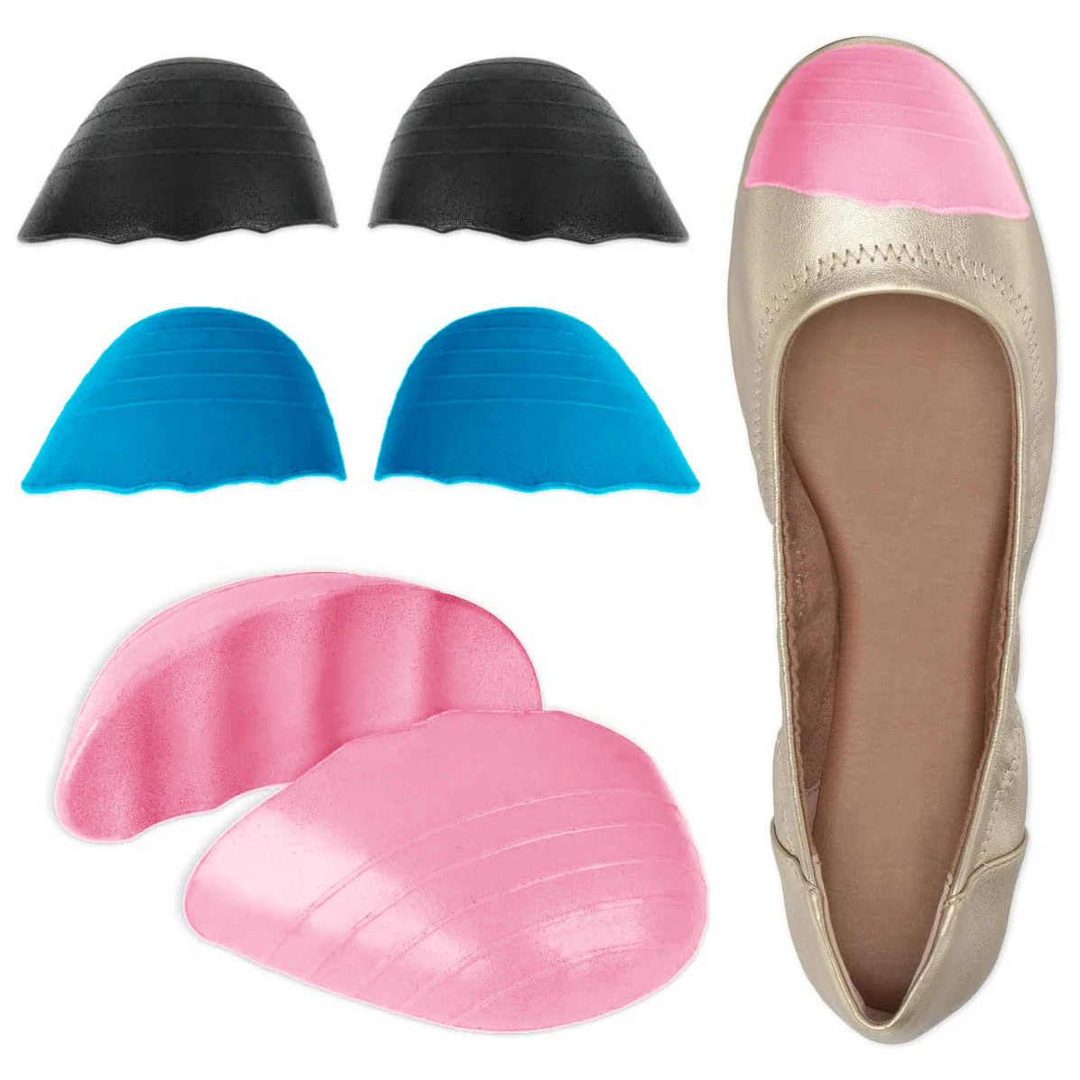 Shoe Filler Inserts for Loose Shoe, Toe Cushion Fillers Make Shoes Fit, Half-Size Insoles Adjust Shoe Too Big for High Heels