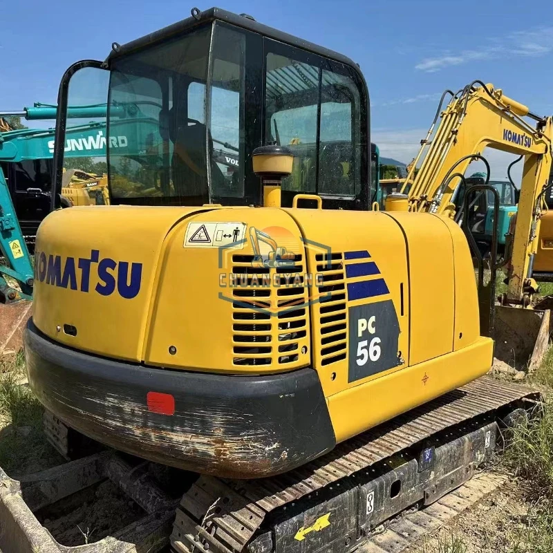 High quality Komatsu PC56MR used small crawler excavator original second hand road construction low price low working hours