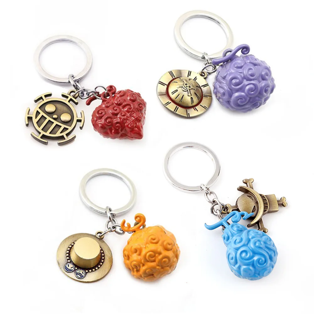Anime One Piece The Devil Fruit Shape Pendant Keychain for Fans Jewelry