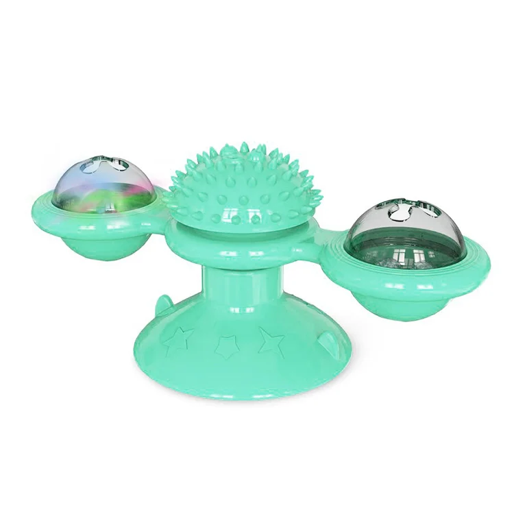 interactive cat turntable toy glow ball rotating windmill cats teeth grinding wheel kitten playing toys