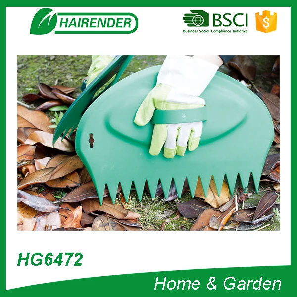 
Garden green plastic hand leaf scoop leaf collector and grass bear claw rake 