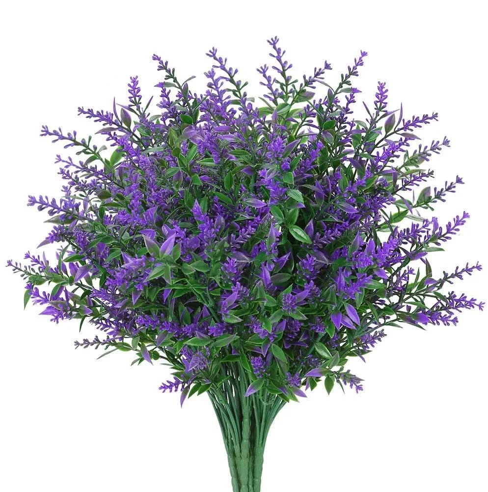 Outdoor Window Home Garden Decoration UV Resistant Plastic Flowers Faux Plastic Shrubs Artificial Lavender Flower