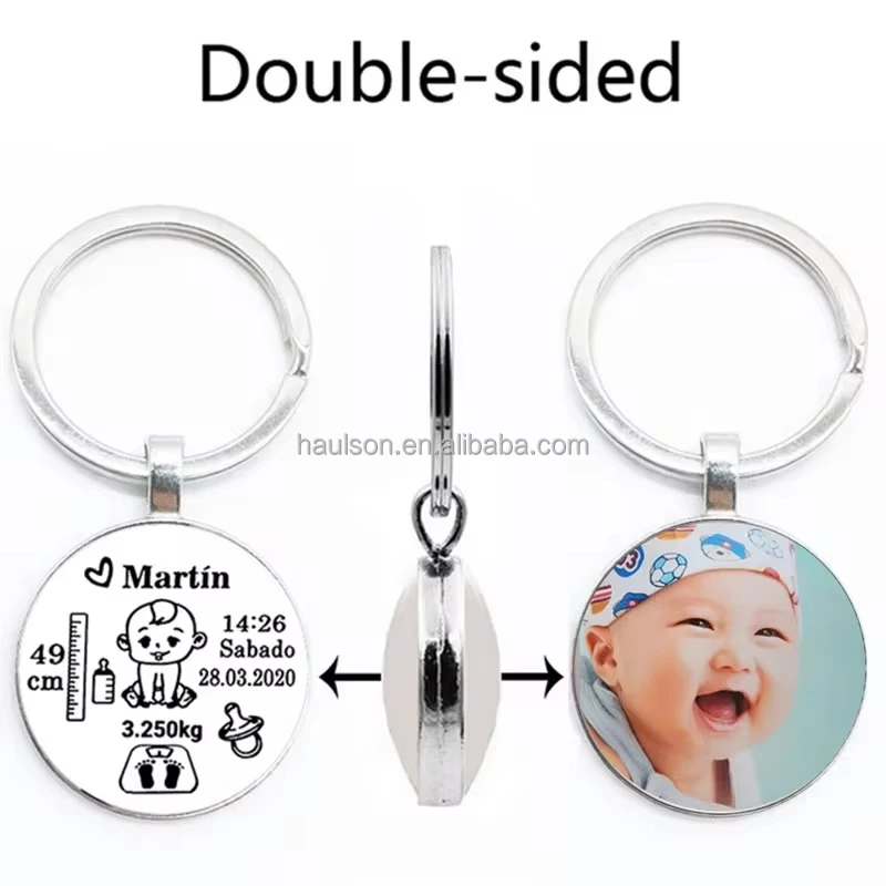 Professional Custom Double-Sided UV Printed Epoxy Metal Keychain Stainless Steel Engraving Photo Key Pendant Decoration