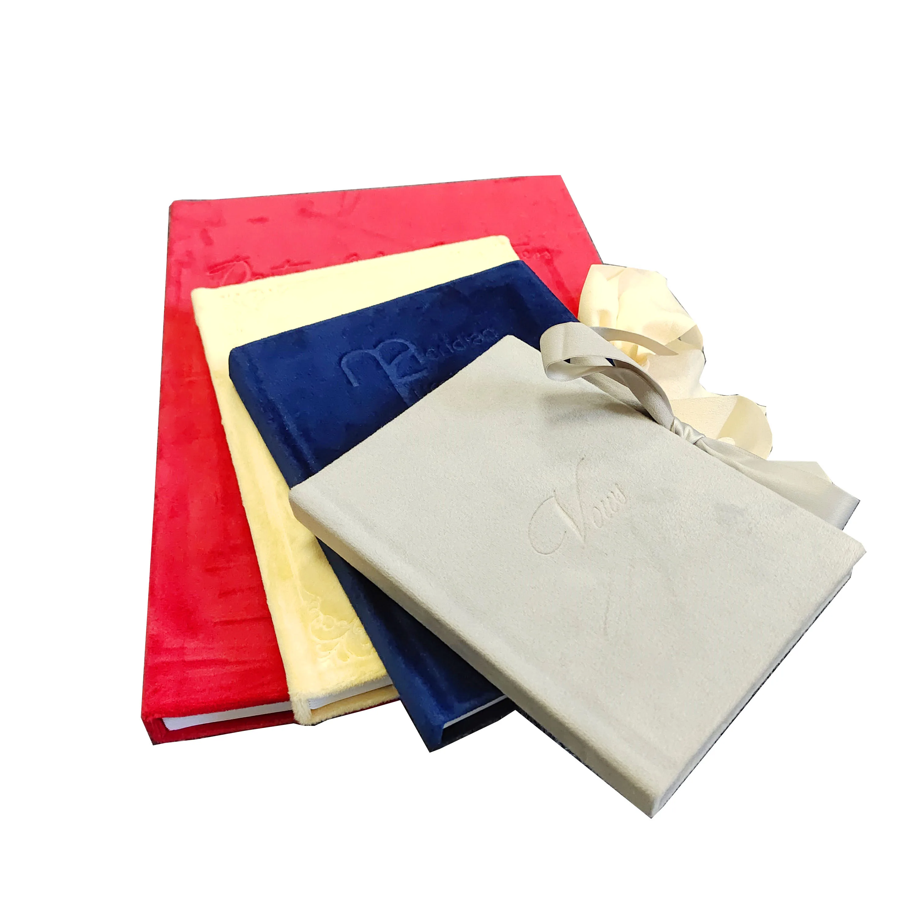 
New Design Luxury Flannel Velvet Notebook Gratitude Journal Custom Daily A4/A5 Wedding Guest Book with Ribbon 