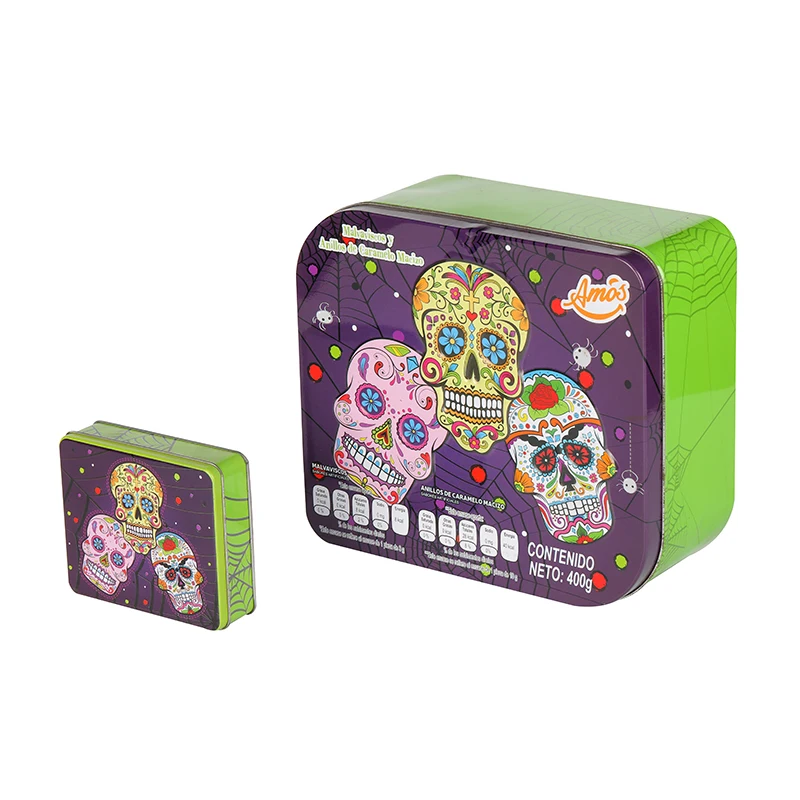 Custom Printed Cookies Tin Jar Bulk Cookie Box Tin Suppliers Large Tin Box for Cookie for Halloween
