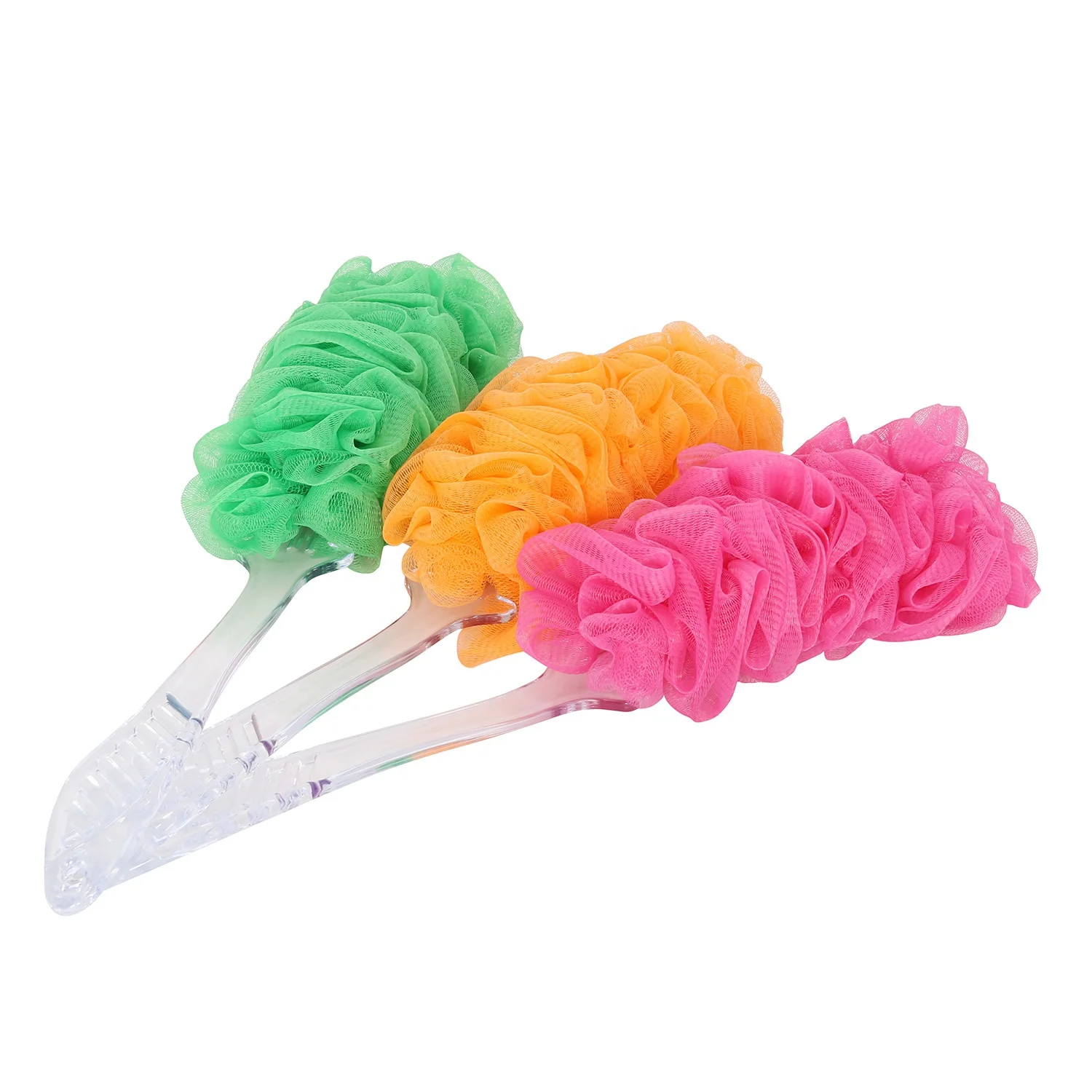 Wholesale colorful body sponge bath shower massage brush with long handle products