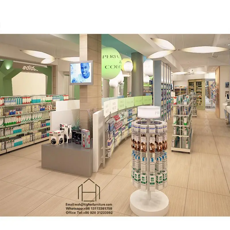 Retail medical store Pharmacy Shelves Rack Pharmacy Wall Mounted Shelves