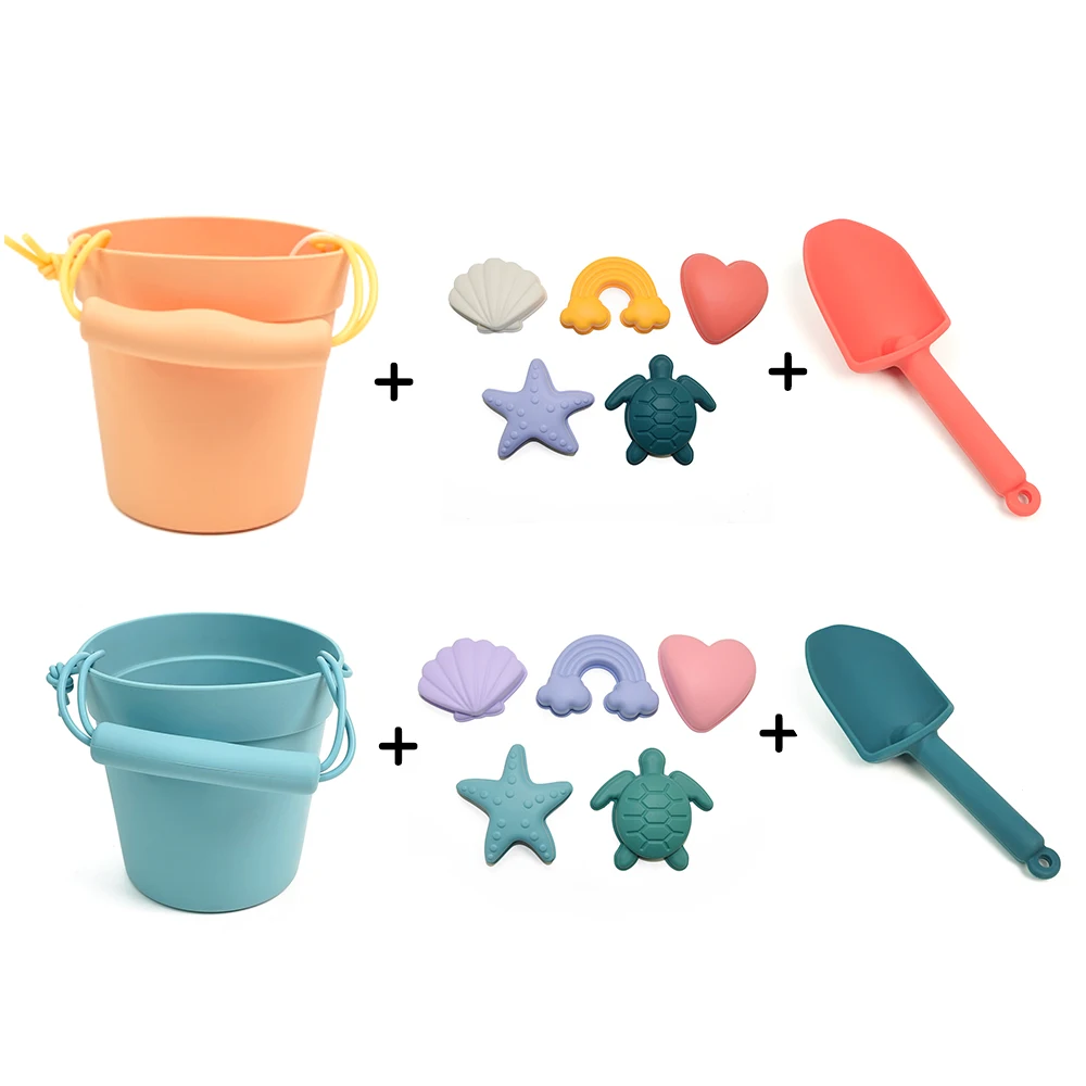 Wholesale beach toys kids outdoor seaside summer sand toy eco friendly bpa free silicone beach bucket toys set for kids