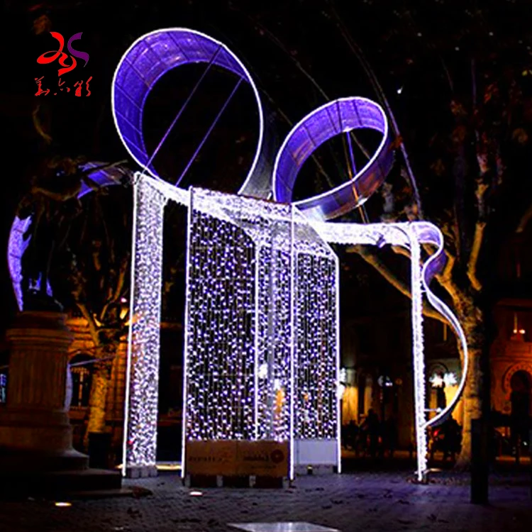 Holiday Walk-through Ornaments Outdoor Park Christmas Street Decorations Giant Garden Lighting 3d Gift Box LED Motif Light