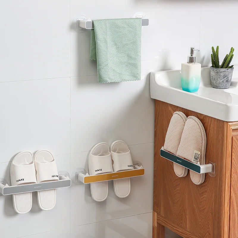 
Factory direct bathroom seamless shoe rack creative wall-mounted storage rack with cat ear hook 