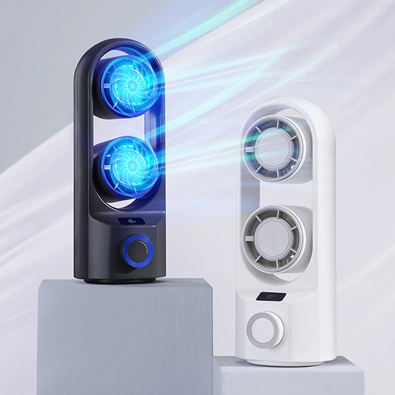 IMYCOO Rechargeable USB Oscillating Desk Tower Fan Dual Air Circulation Personal Quiet Table Fan for Home Office