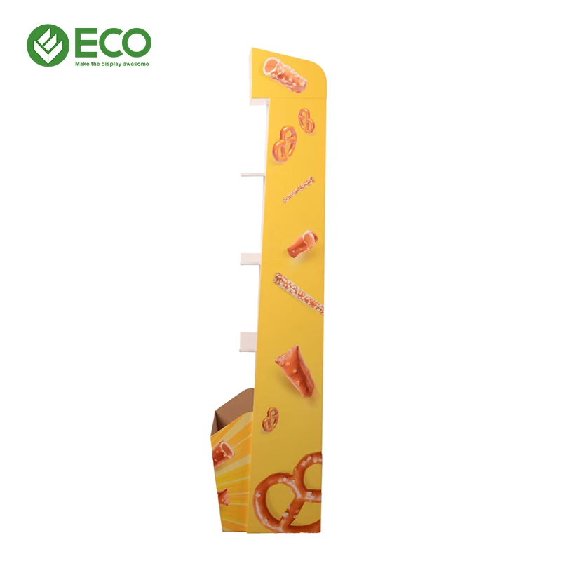 Custom Supermarket Portable Pos Paper Food Pop Cardboard Sweet Snack Floor Display Stand For Snacks Potato Chip