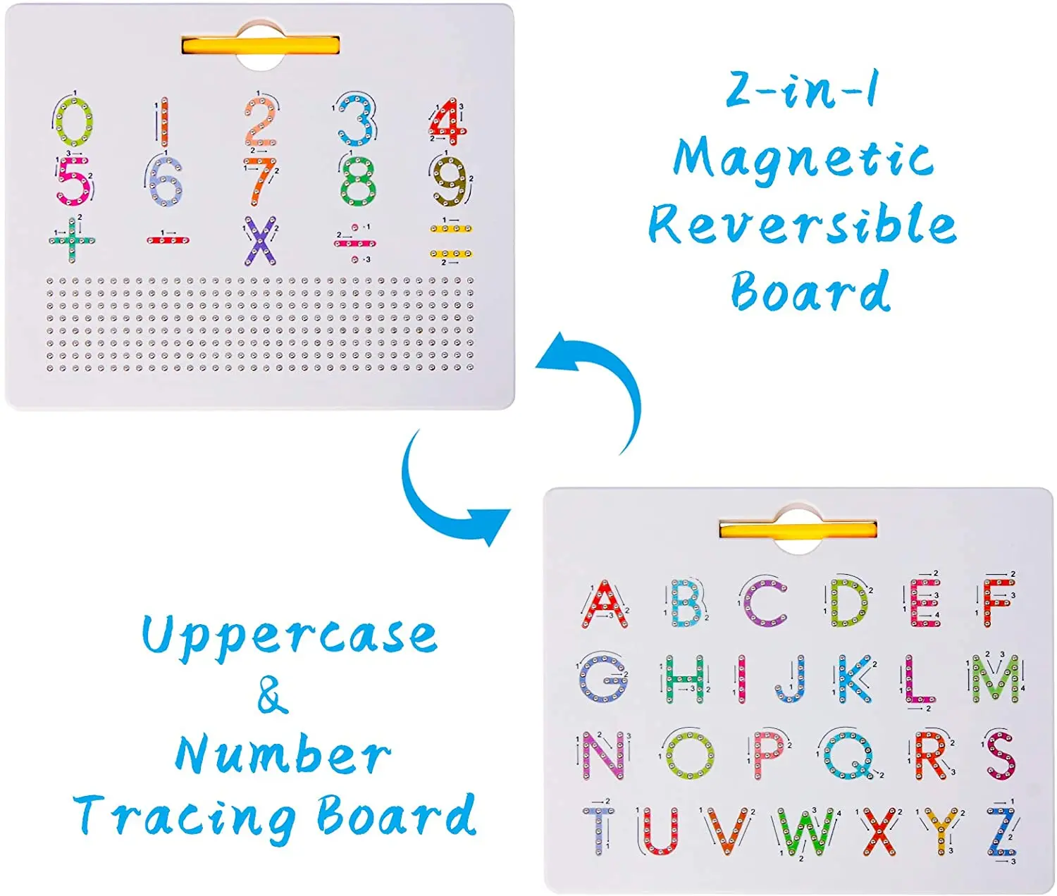 2 in 1 Double Sided Upper & Lower Case Magnetic ABC Letter And Number Board For Kids