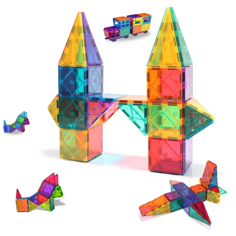 3D DIY Construction Toys Plastic Magnetic Building Blocks Set Magnetic Tiles Magnet Kids Toys Color Box