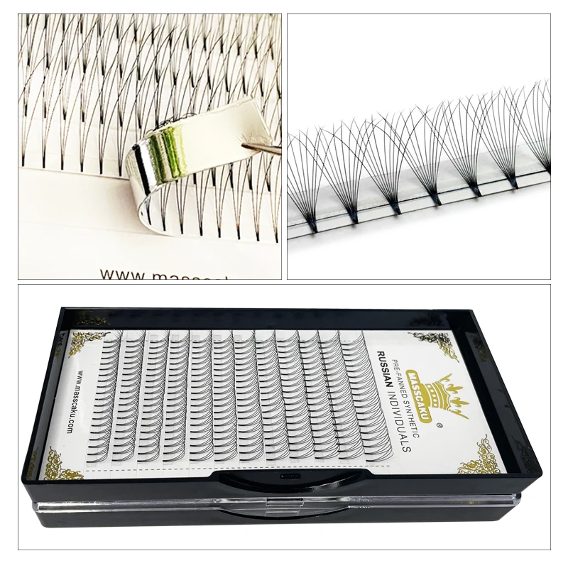 Wholesale 0.07 0.10mm individual lash mink d curl pre made fans volume short steam lashes premade fan