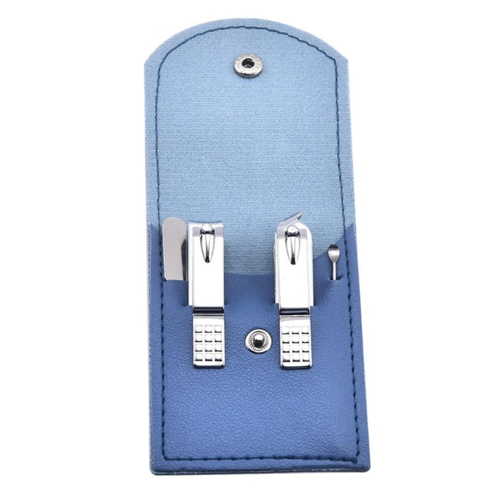4pcs Colorful Travel Manicure Set for Women Stainless Steel Nail Clippers & Trimming Kit Leather Carbon Steel Nail Cleaning Tool