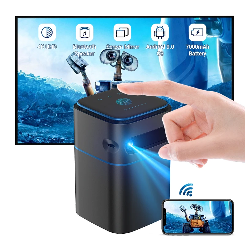 Hotack Hot Selling DLP Projector Full HD 4k Video Proyector Home Cinema Smart Phone Projector Mini Big Screen Beamer