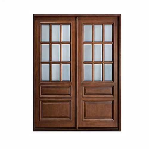 cheap french mahogany natural wood double front doors arched wood entry doors with glass