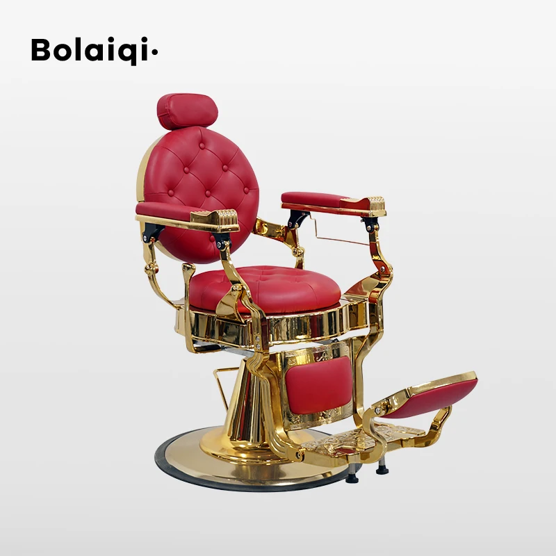 Лидер продаж, профессиональные красные и золотые парикмахерские стулья BOLAIQI, популярное алюминиевое складное парикмахерское кресло