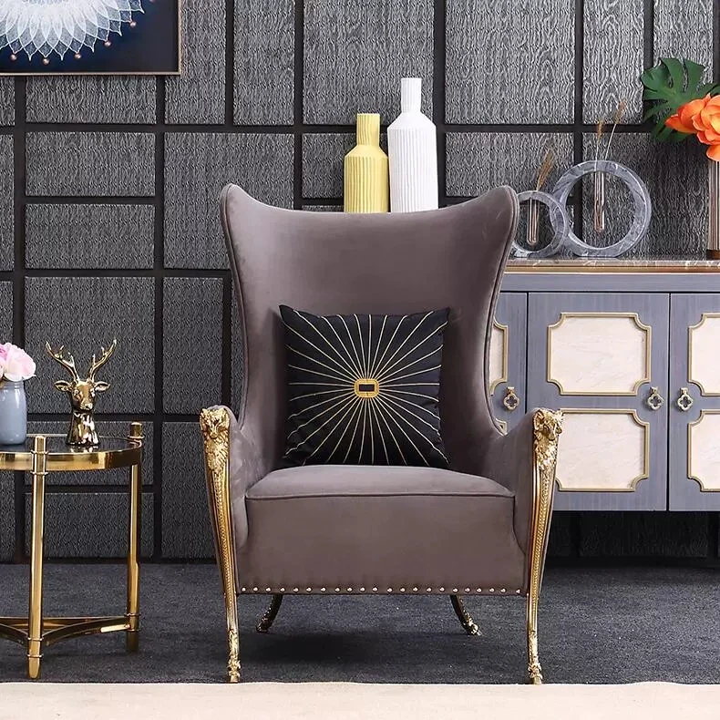 Customized light luxury fashion high-end sales department hotel lobby velvet sheep head 1 person sofa furniture