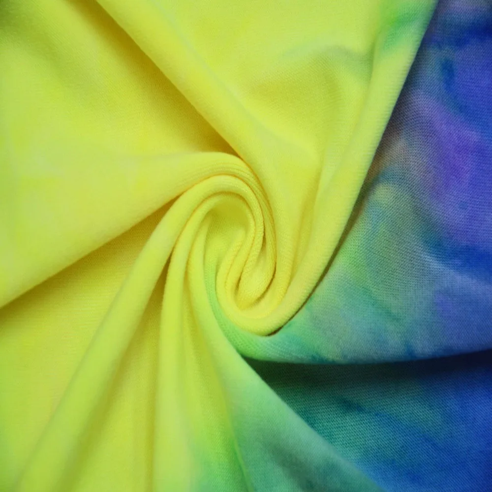 Professional Manufacturer supplier Wrinkle-resistant stretch polyester tie-dyed knitted fabric for active-wear