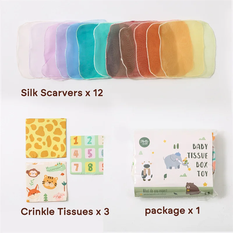 Unisex Early Education Baby Cloth Book Toy Box Simulation Sensory Wrinkle Tear-Resistant Tissue Light Function Sound Paper Books