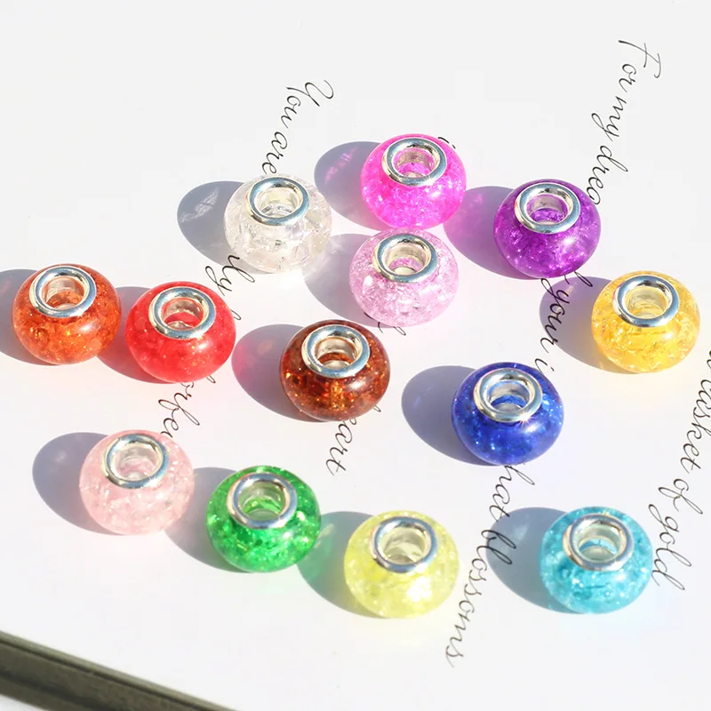14mm Colorful Resin Spacer Beads 5mm Large Hole Beads for Jewelry Making DIY Charm Bracelet Necklace Accessories