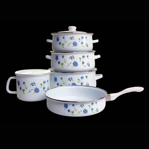 Mexico Enamel Casserole Sets 22/24/26cm Pot 24cm Frypan 16cm Cup AVON Ollas De Peltre Cookware Hetera Sweet Cottag
