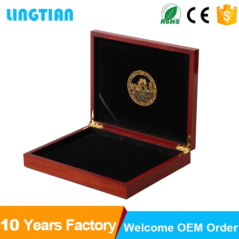 Деревянная подарочная упаковочная коробка с логотипом на заказ, черная деревянная коробка с полированной поверхностью