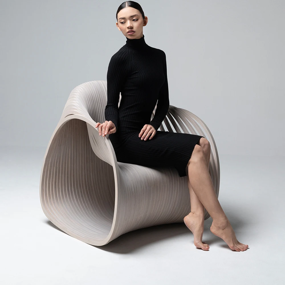 Solid wood single chair special-shaped seat stool designer design space home villa hotel room rest chair