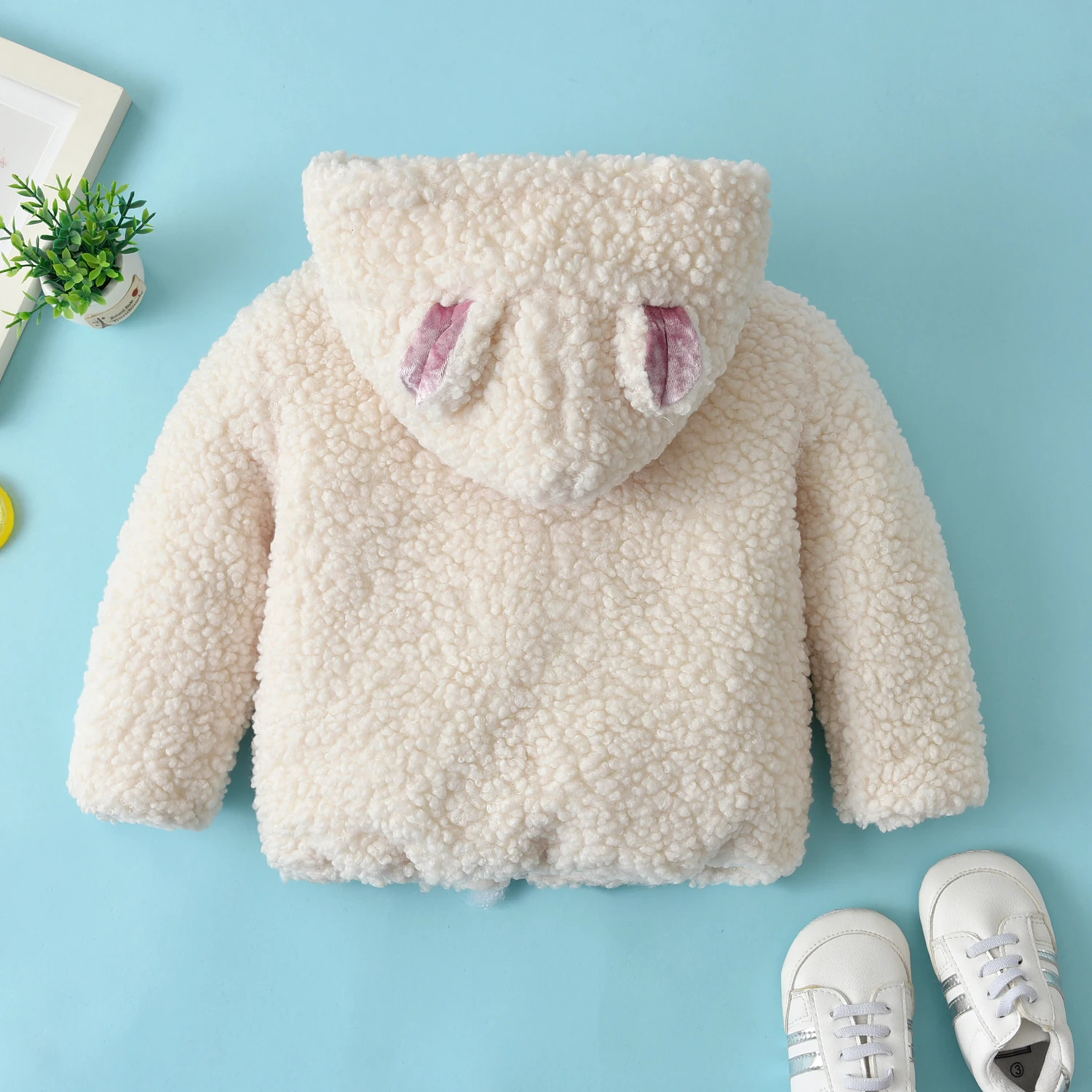 Quality Artificial Wool Outfit Baby Winter jackets Outwear Infant Toddlers Baby Girl fur hood long sweater Coat With Hood