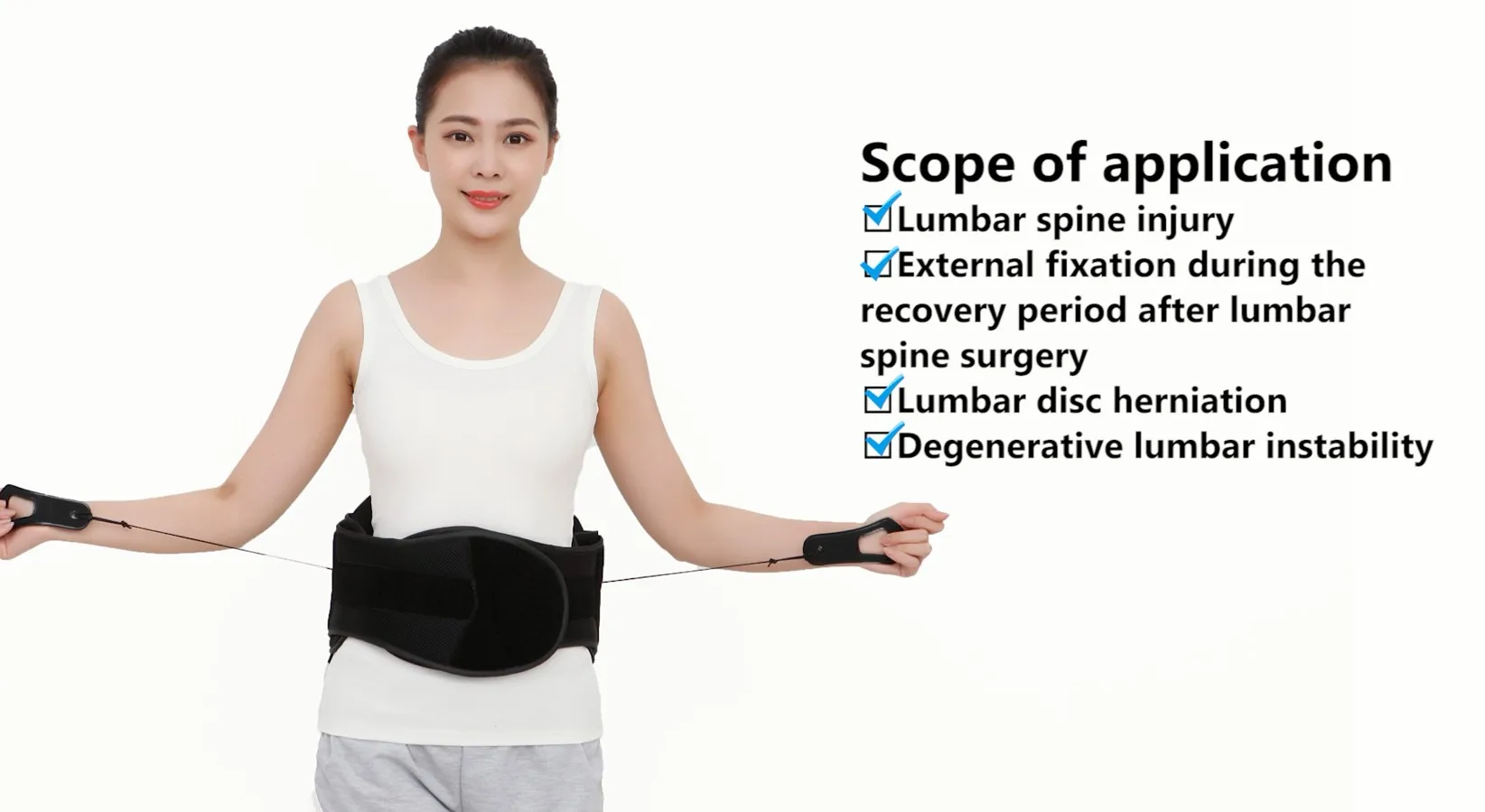 OEM  Universal size drawstring  pulley system back brace LSO L0637 lumbar back brace