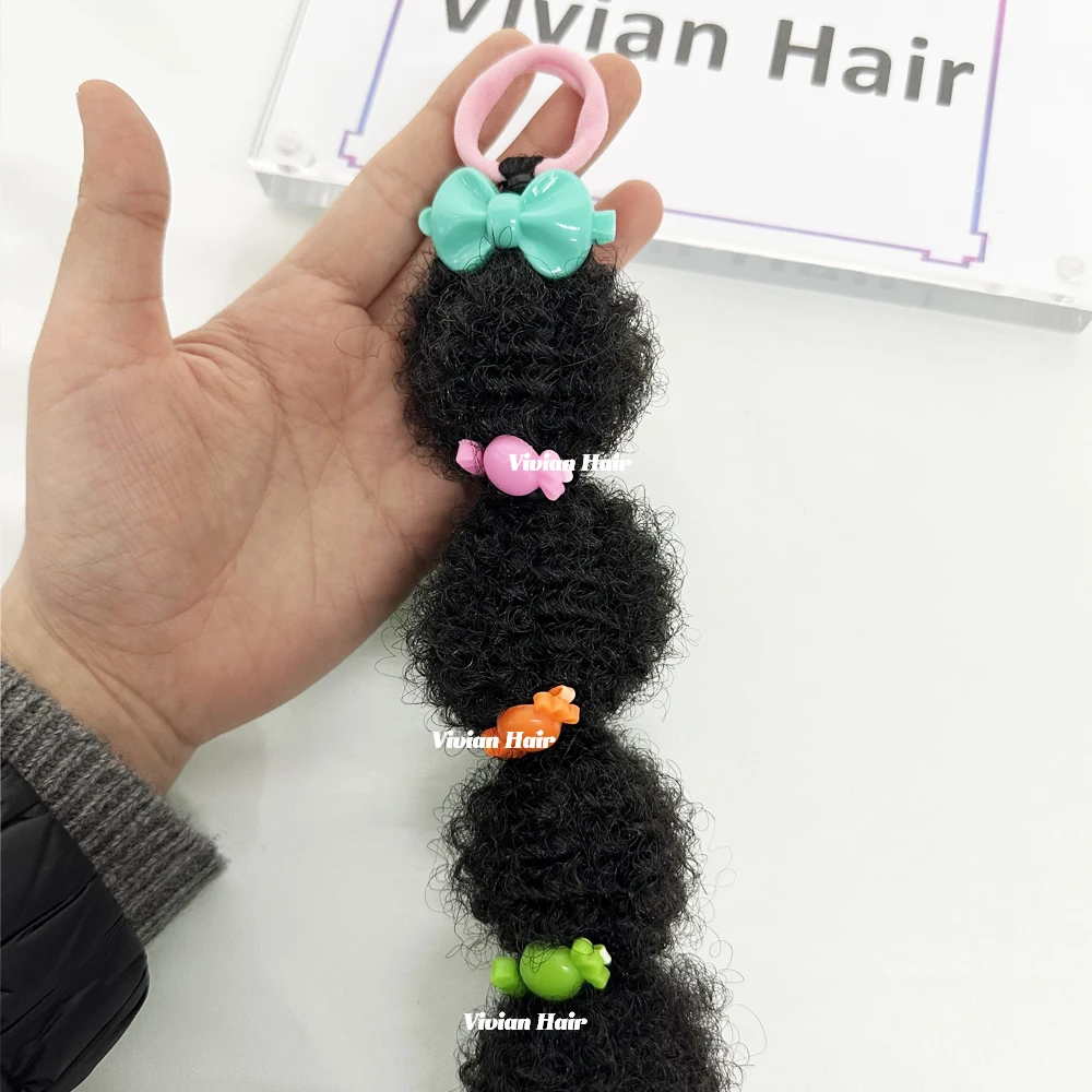 Nature synthetic hair 8 10 12Inch ponytail extension with elastic tie clip claw for litter girls