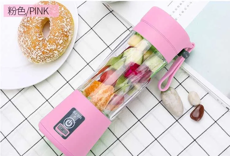 Custom Logo Mini Portable Blender 6 Blades Juicer Mixer USB Rechargeable Household Fruit Cooking Juice Machine Dispenser