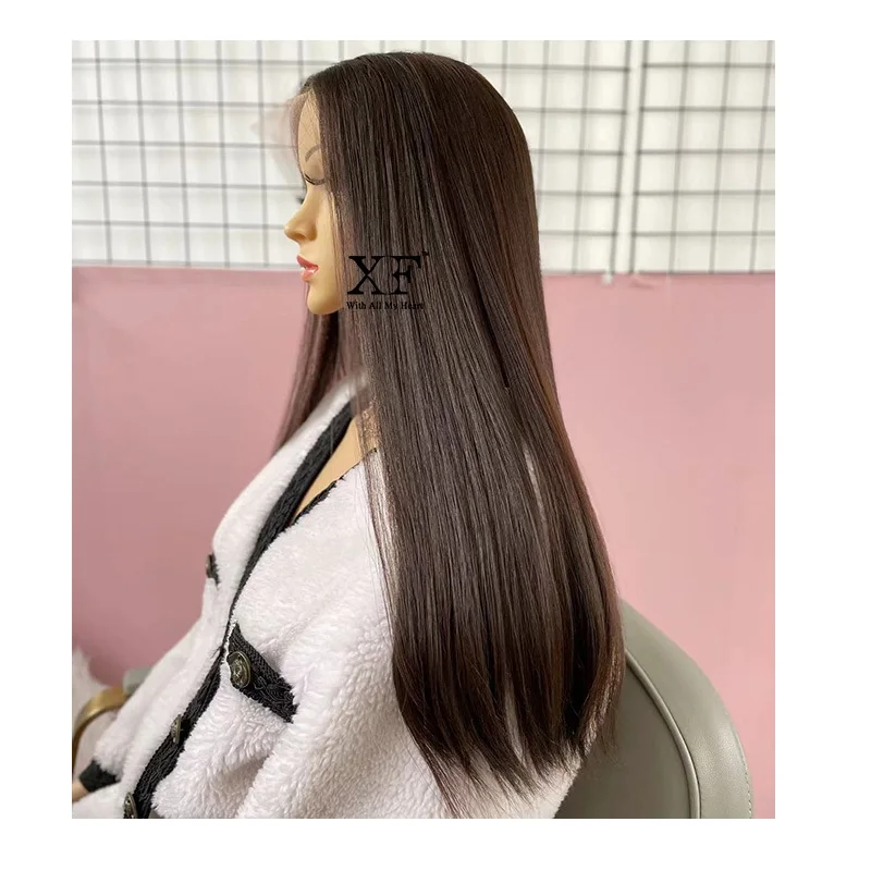 XF Natural Straight Hair  100% Brazilian Hair Lace Top jewish wigs with Swiss Lace