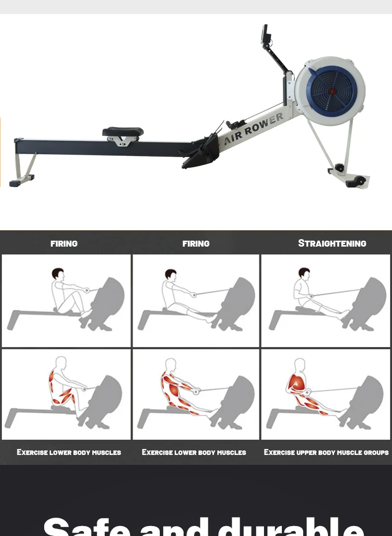Wind resistance rowing steel machine for home and gym fitness workouts