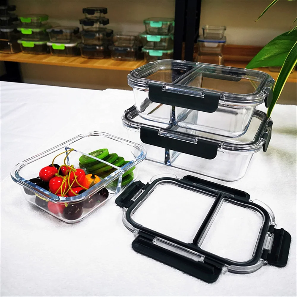 Экологически чистые стеклянные контейнеры для еды без бисфенола А 100%, безопасный контейнер для хранения пищевых продуктов с крышкой из полипропилена