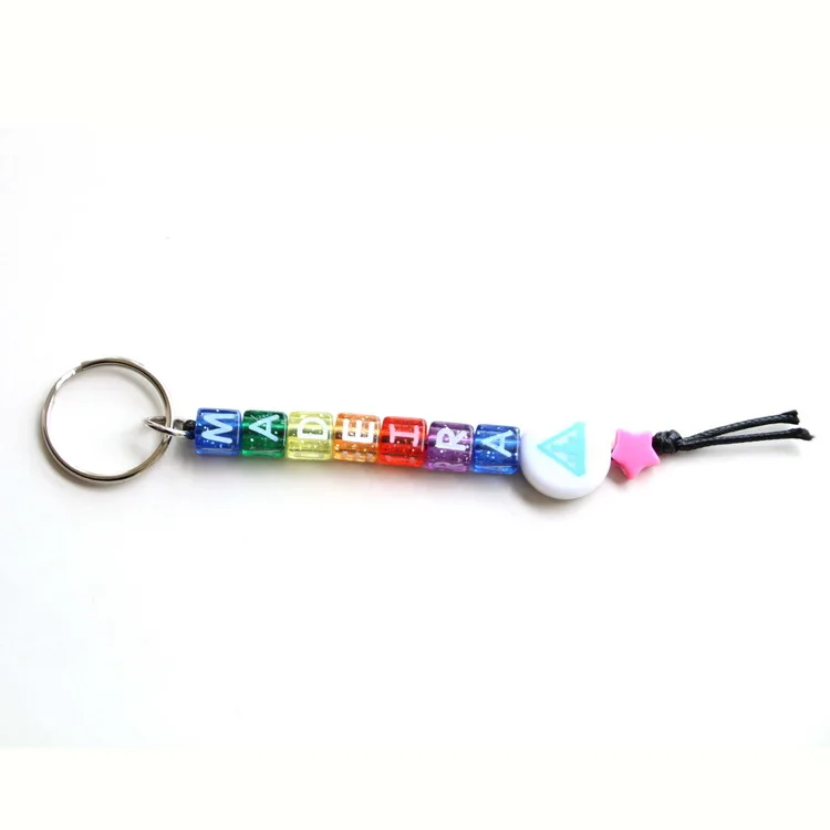 Wholesale custom logo Madeira souvenir city name DIY acrylic letters cube keychain