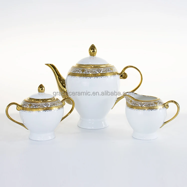 Elegant India Arabic Dubai Market Fine Porcelain New Bone Gold Dinner Set Dinnerware 86 pcs Gold Dinner Sets For 12 Persons