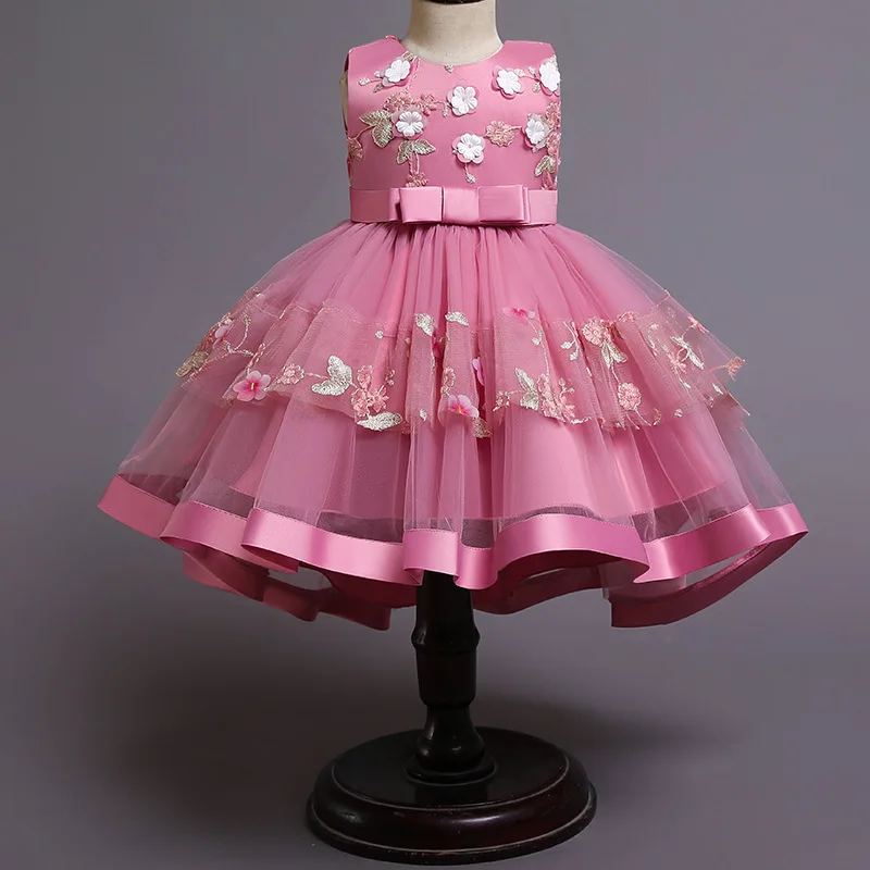 Hot Selling Embroidered Flowers pretty princess dresses Summer Sleeveless girls dresses for partygirls dresses 2-12