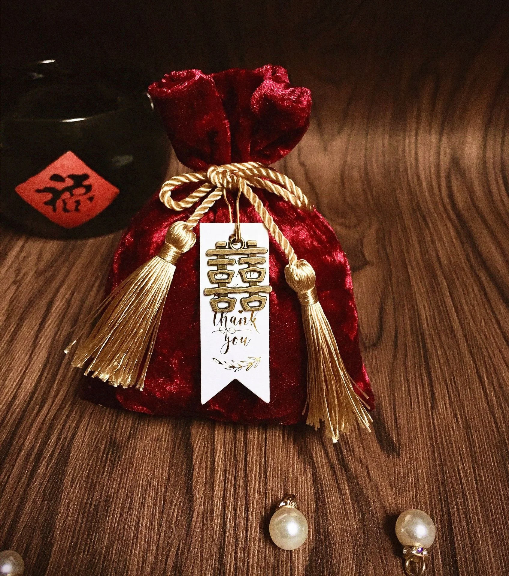 11cm*14cm Red Pink Tassel Velvet Bag Drawstring Candy Pouch Packing Bags Wedding Bag