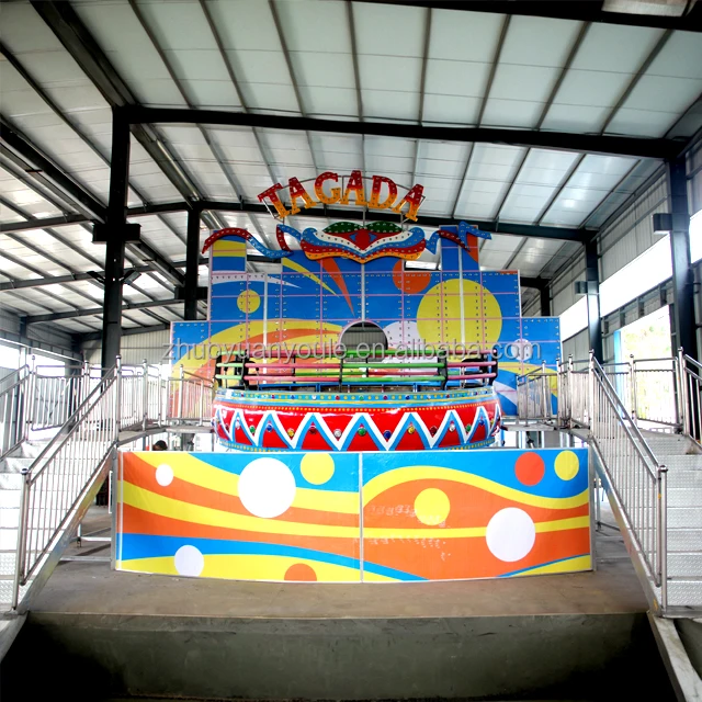 Funfair Amusement Theme Park Outdoor Trailer  Portable Crazy Dancing Turntable Disco Tagada Rides