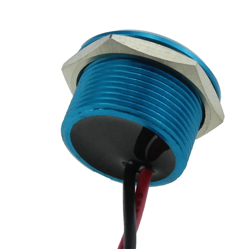 USYUMO YD19-10B 100mA 24VDC Blue aluminium 19mm mounting hole diameter piezo switch
