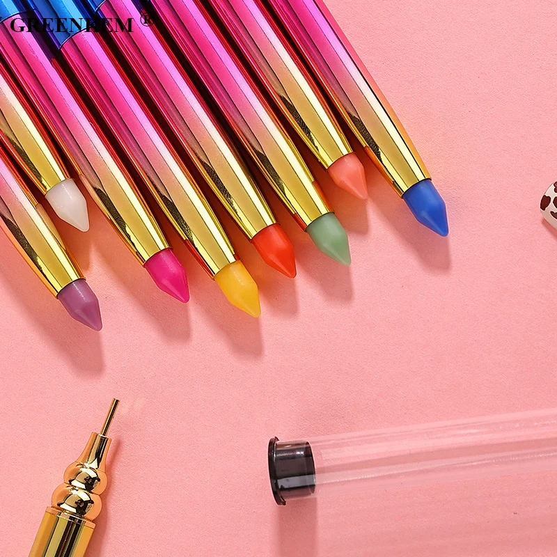Colour Nail Art Tools Nail Dotting Painting Pen Crystal Beads Handle Wax Pencil Rhinestones Nail Picker Tool
