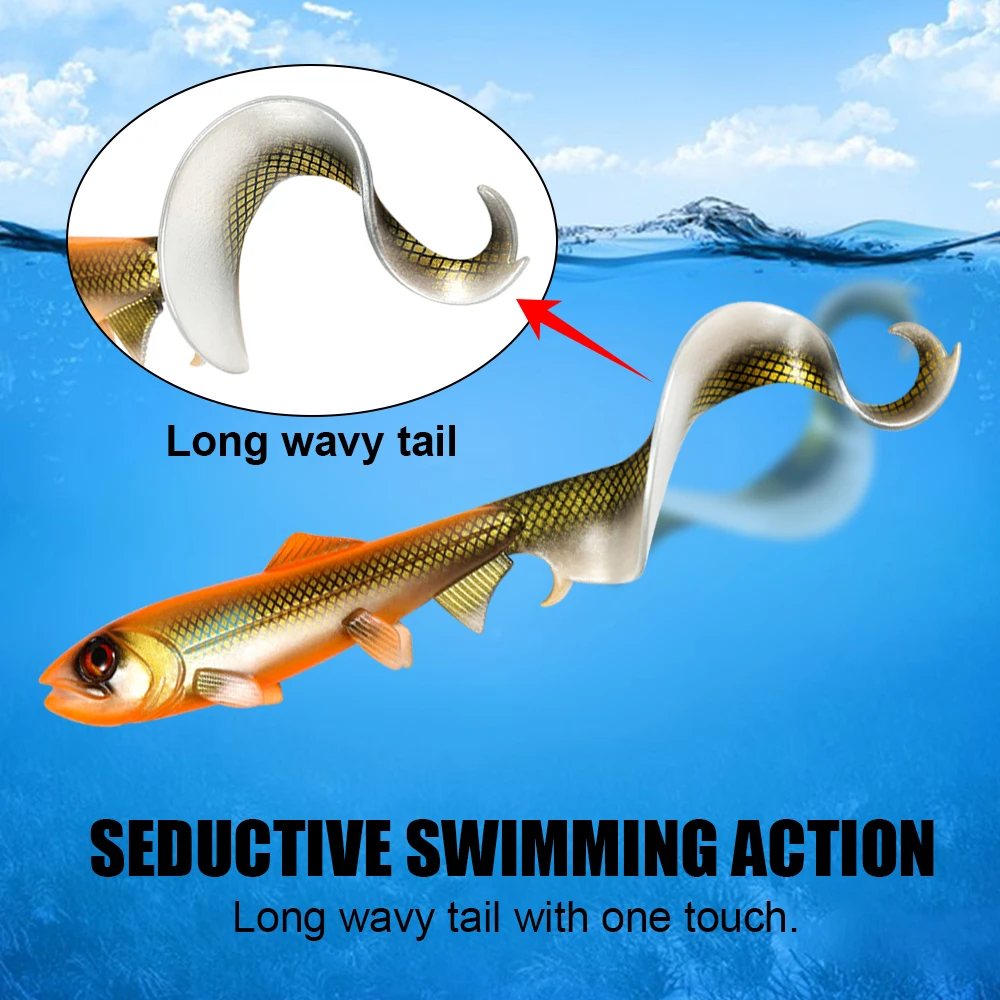 Spinpoler Bionic Soft Lure 17.5cm/22cm Fishing Bait Wobbler Swimbait Paddle Tail Rubber Shad Northern Bass Sea Pike Tackle